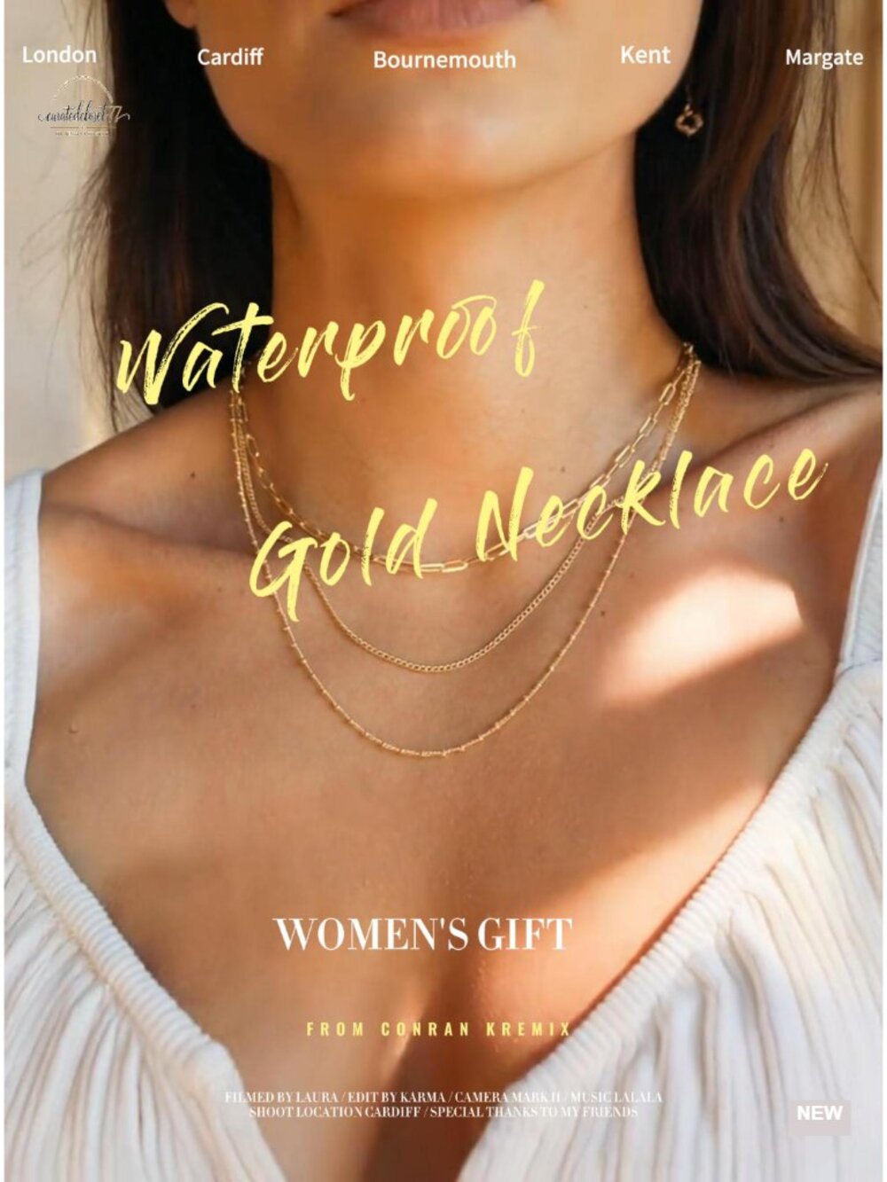 14k Gold Plated Stainless Steel Dainty Stack Thin Chain Necklace Set - Picture 6 of 6